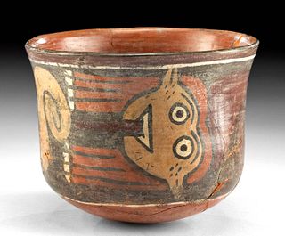Nazca Polychrome Kero Bowl w/ Mythological Beings