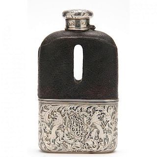 Antique Tiffany & Co. Sterling Silver & Glass Flask 