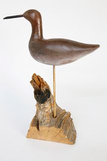 Contemporary Carved Wood and Decorated Shorebird