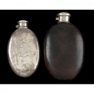 Two Antique Tiffany & Co. Sterling Silver Flasks 