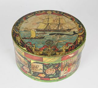 Vintage Tony Sarg Round Covered Paper Wrapped Box