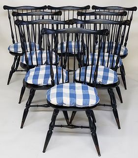 Set of Eight Reproduction Nantucket Fan Back Windsor Dining Chairs