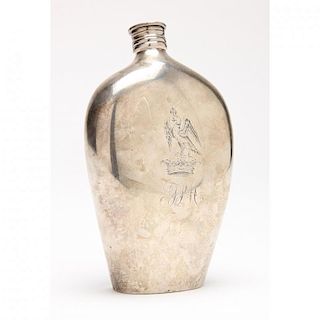 Antique American Sterling Silver Flask by James Bogert 