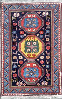 Vintage Semi-Antique Caucasian Kazak Oriental Carpet Rug