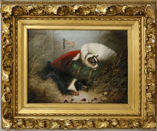 George Armfield Oil on Canvas "Barn Terriers", 19th Century