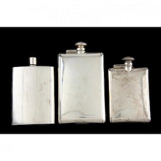 Three Tiffany & Co. Sterling Silver Flasks 