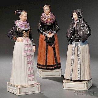 Three Royal Copenhagen Porcelain Figures of Women