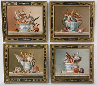Set of Four Italian Shell Still Life Paintings