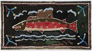 Vintage "Trout" Hand Hooked Rug