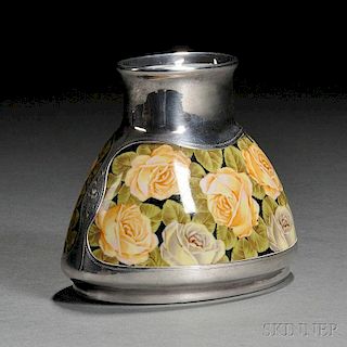 Porcelain and Pure Silver Overlay Vase