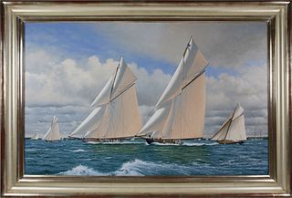 Terry Bailey Oil on Canvas "America's Cup 1895"