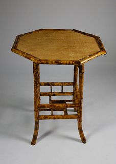 Bamboo Octagonal Table with Rattan Top Surface