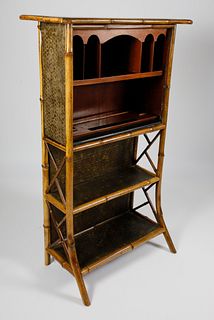 Bamboo Trimmed Lady's Bookcase Desk, 19th Century