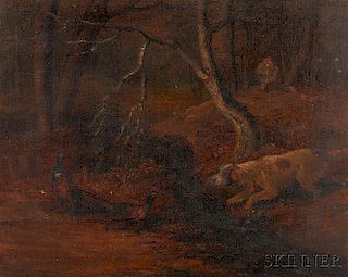 Attributed to Samuel Henry Alken (British, 1810-1894)      Setter with Pheasants and Distant Hunter