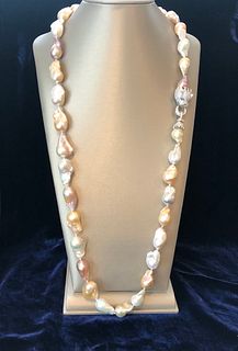 14mm Multi-color Freshwater Baroque Pearl Necklace