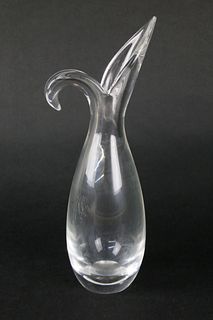 Signed Steuben Clear Crystal Fluted Bud Vase