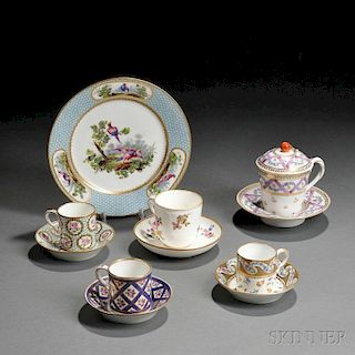 Six Sevres and Sevres-type Porcelain Items