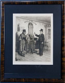 James D. Smillie After Eastman Johnson Etching "A Glass with the Squire"