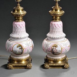 Pair of French Enameled Vases