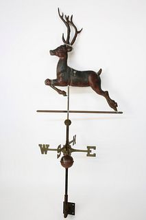 Vintage Full Bodied Copper Leaping Buck Weathervane