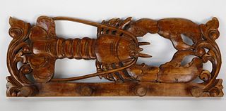 Carved Wood Lobster Hat or Coat Rack