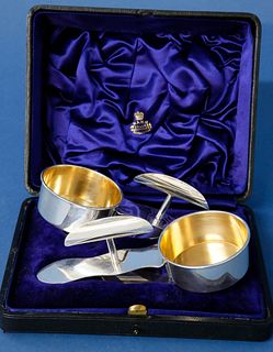 Pair of English Clip on Sterling Silver and Vermeil Cigar Ashtrays