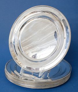 Set of 10 Sheffield Silver Plated Service Plates, 20th Century