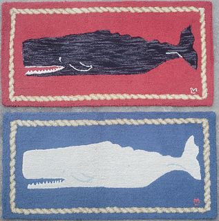 Two Nantucket Sperm Whale Hooked Scatter Rugs