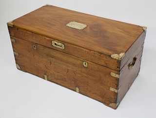 Chinese Export Camphor Wood and Brass Bound Partner's Trunk, 19th Century