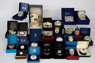 Collection Of 23 Covered Enamel Boxes