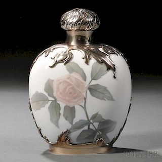 Royal Copenhagen Sterling Silver-mounted Porcelain Flask