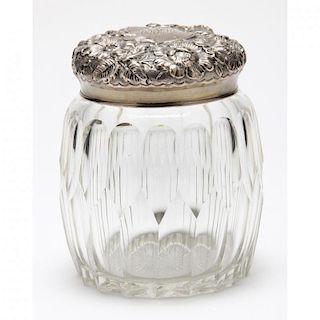 Antique Sterling Silver & Cut Glass Humidor 