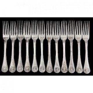 Set of (12) George III Silver Dinner Forks by Paul Storr 