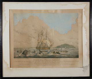 W.J. Huggins  Lithograph "South Sea Whale Fishery"