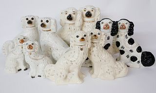 Five Pairs of Staffordshire King Charles Spaniels, 19th Century