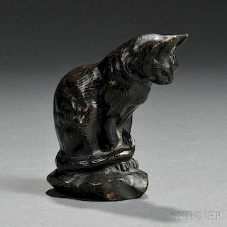 After Antoine-Louis Barye (French, 1795-1875)       Bronze Figure of a Seated Cat