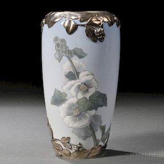 Royal Copenhagen Sterling Silver-mounted Porcelain Vase