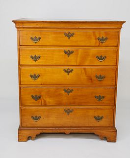 American Chippendale Cherry Five Drawer Tall Chest, circa 1800
