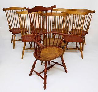 Set  of 8 Contemporary American Fan-Back Windsor Dining Chairs