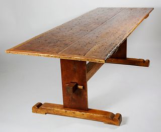 Vintage Pine 2-Board Top Trestle Dining Table