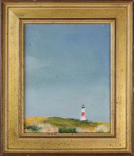 Contemporary Oil on Panel "View of Sankaty Light"
