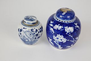 Two Chinese Blue and White Porcelain Ginger Jars, 19th Century
