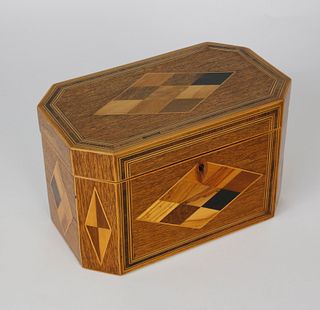British Regency Canted Corner Double Compartment Tea Caddy, 19th Century