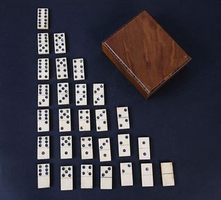 Boxed Set of Antique Whalebone Dominoes