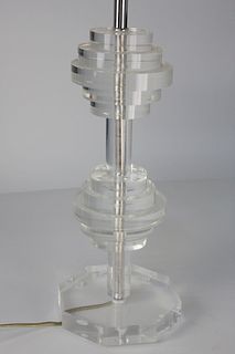 Mid-Century Modern Stacked Lucite Discs Table Lamp