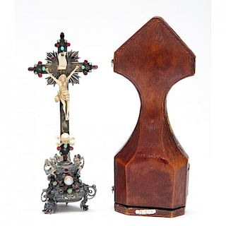Italian Silver and Ivory Crucifix 