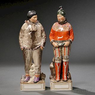 Pair of Royal Copenhagen Porcelain Greenland Figures