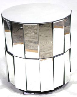 ROUND MIRRORED END TABLE