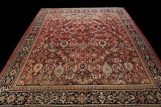HAND KNOTTED RED AND BLUE PERSIAN RUG