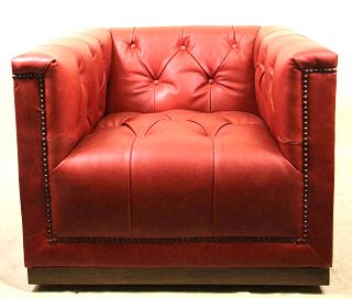 RED LEATHER SWIVEL CLUB CHAIR